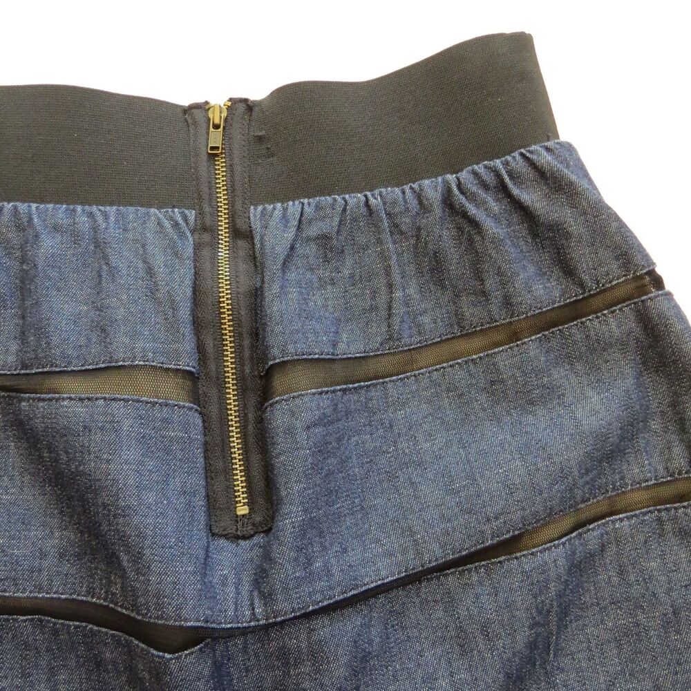 Jodi Arnold for The Limited Denim Mesh Mini Skirt Size 0 EUC - Picture 5 of 9